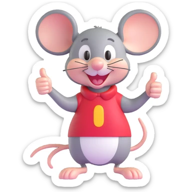 cartoon mouse with a big smile and thumbs up sticker