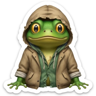 homeless poor frog sticker
