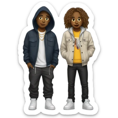 young artist with rapper flow, baggy clothes sticker