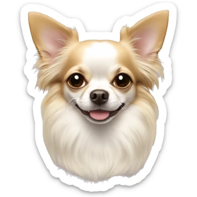 White and sable long haired apple head chihuahua  sticker