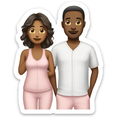 couple with matching pyjamas sticker