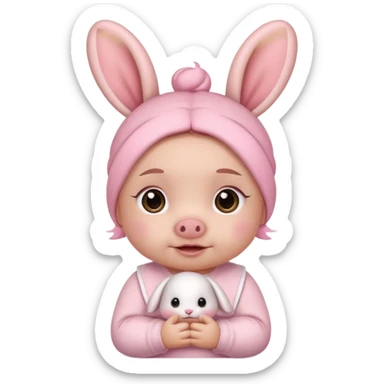 bunny ear accessory wearing baby piggy bun hair sticker