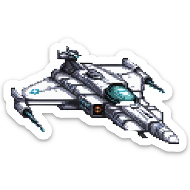 Battleship-style space cruiser with weapons and armor plating sticker