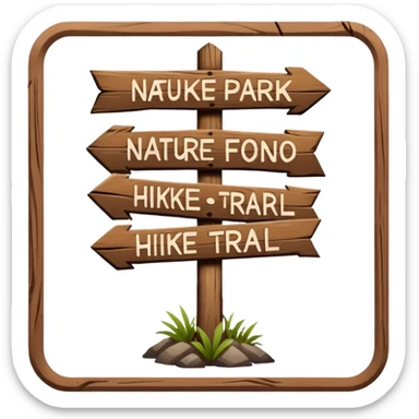 wooden nature park hike trail sign sticker