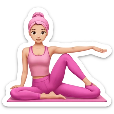 person in pink outfit doing pilates exercise sticker