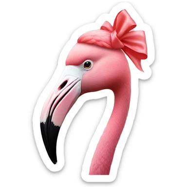 flamingo with bow on head sticker