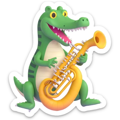 crocodile playing a bombardino euphonium sticker