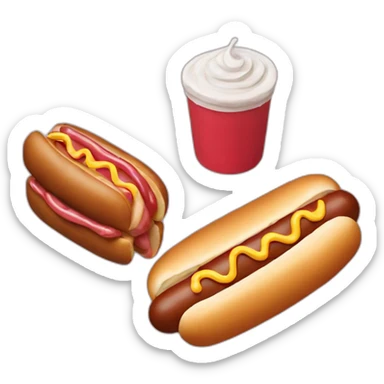 A red bean a hot dog and a cake sticker