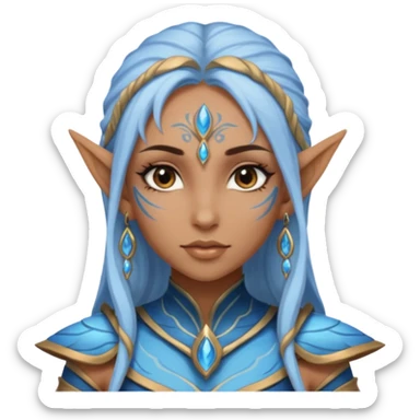 ESO female water elf with scale skin warrior with lashes and earrings sticker