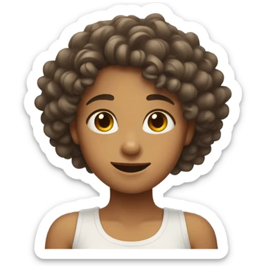girl with curly hair up to armpits sticker