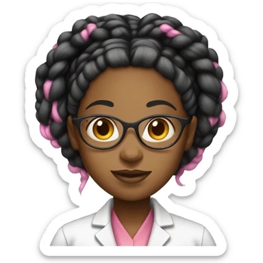Black female scientist with box braids and pink accents sticker