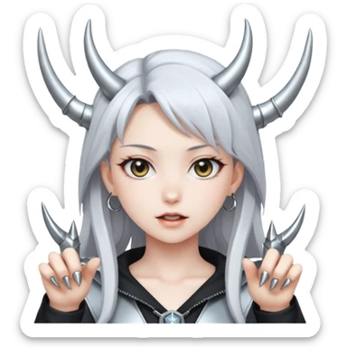 anime girl showing metal horns sticker