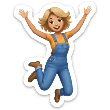 Agricultrice qui saute de joie sticker