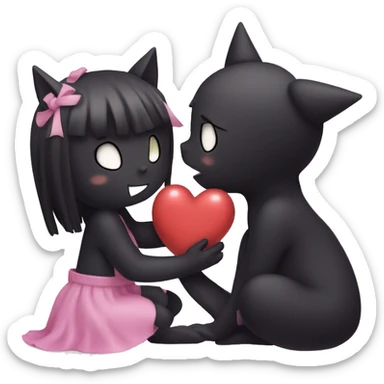 Kuromi kissing a heart sticker