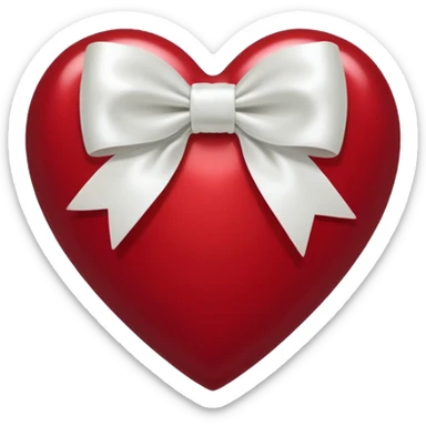 dark red heart with white bow sticker