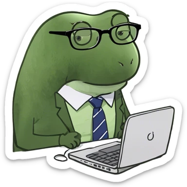 Cheese working on a computer like it’s an office worker sticker