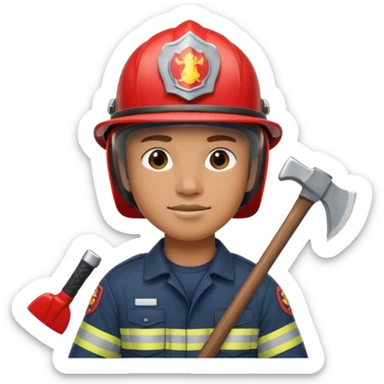 firefighter with axe sticker