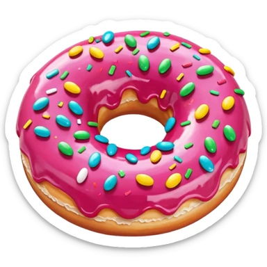 Pink glazed donut with sprinkles sticker