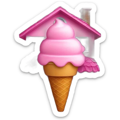 pink ice cream on top of house sticker