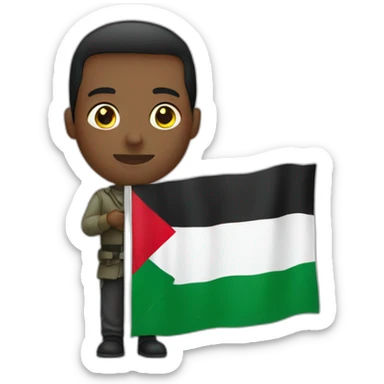 Man holding Palestine flag  sticker