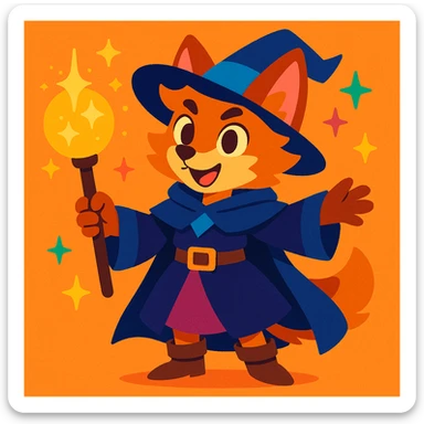 furry anthro character, fantasy outfit, magical vibe sticker