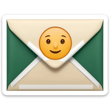 light beige envelope with dark green stripe on edge, modern style sticker