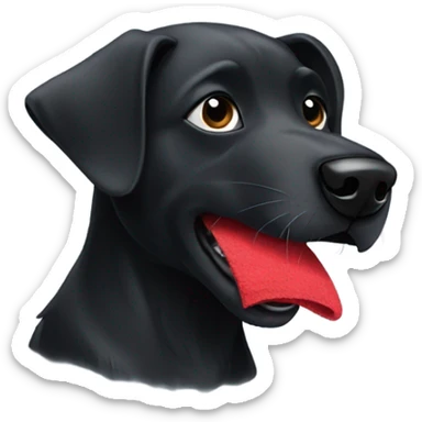 Black dog chewing on a sock sticker
