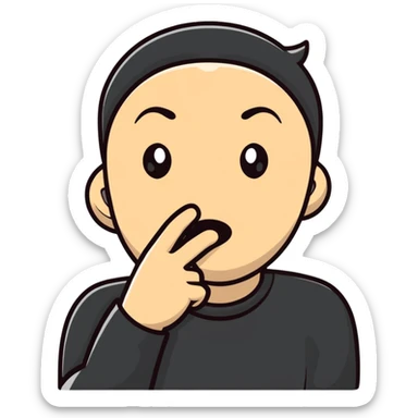cartoon character with finger over mouth hushing sticker