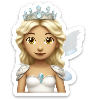Peruvian white fairy child princess with tiara and wings sticker