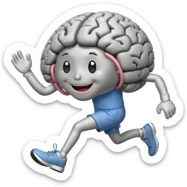 Brain with legs, running, cartoon style sticker