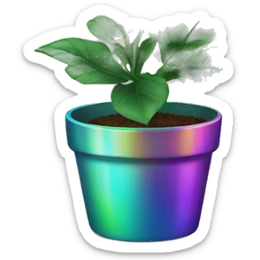 Plant in iridescent pot sticker