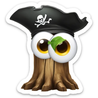 BOSS EYED tree stump with a pirate hat sticker