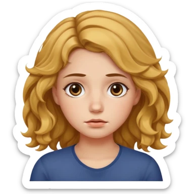 Girl with fair wavy hair made the job done and is tired sticker