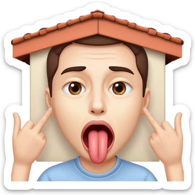 person practicing facial exercise mewing with tongue against roof of mouth sticker