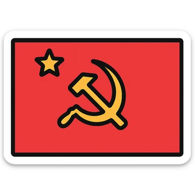 Soviet Union flag, stylized, bold colors, gold hammer and sickle with star, no text sticker