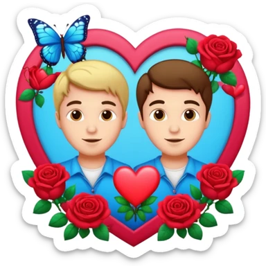 two valentines chris with hearts roses and butterflies sticker
