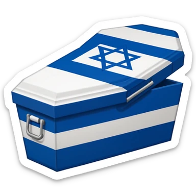Israel flag star turning inwards to look like trash then a coffin till it says the end in all blue background  sticker