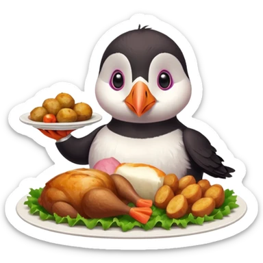 pink puffin roast dinner sticker