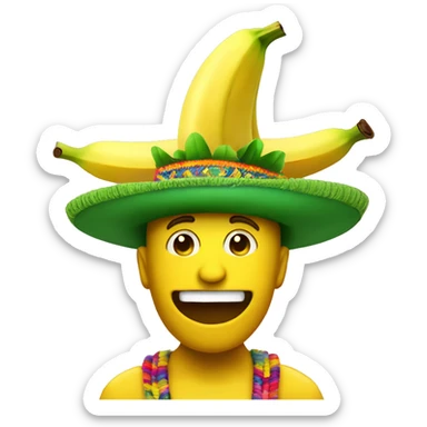 Full banana man with colorful Jamaican hat on sticker
