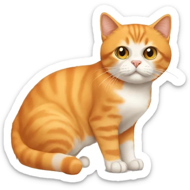 orange cat (a persian shorthair), the head of the cat is round and small. The legs and hands of the cat is a bit shorter. sticker