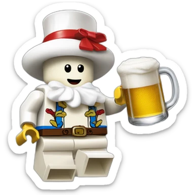 Bonhomme lego buvant une biere sticker