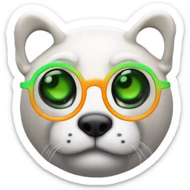 Fais moi des animaux avec des yeux globuleux vert fluo qui brille  sticker