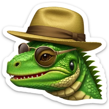capitalist iguana head with black reflex sunglasses and hat smiling sarcastically sticker