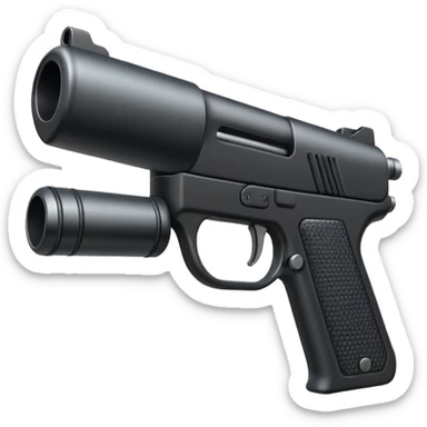 Gun with silencer in front side sticker
