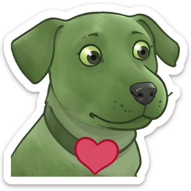 A blonde dog that has hearts around it sticker