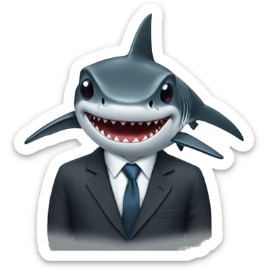 a shark with black glasses dressed in a suit with an iphone in his hand sticker