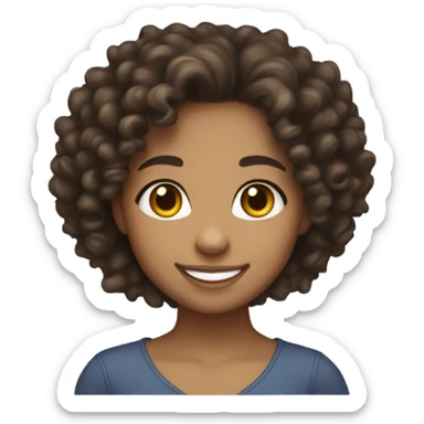 Lightskin girl with curly hair and dark brown eyes sticker