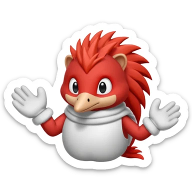 knuckles a red animal with peach arms and white mittens that have no fingers , he’s a echidna with red eyes sticker