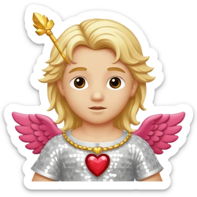 Cupid, God of Love from Gods and Goddesses with long golden blonde hair, cream sequin outfit sticker