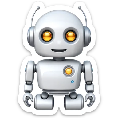 robot cartoon simple kid toy white innocent funny gudget chatGPT round adorable musical sticker